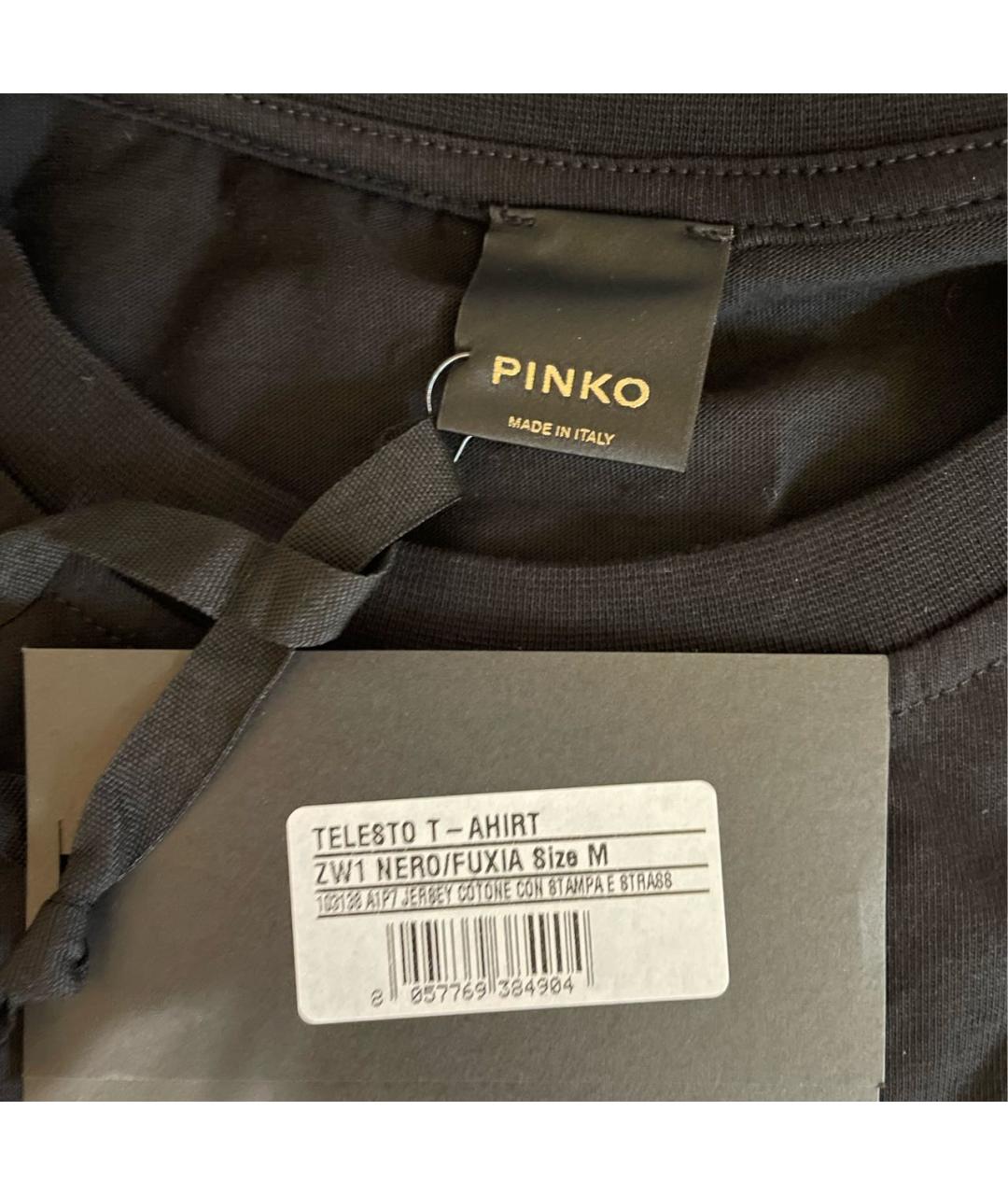 PINKO Черная хлопковая футболка, фото 3