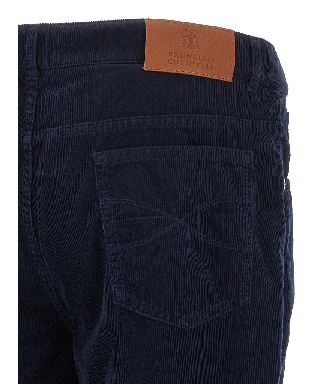 BRUNELLO CUCINELLI Темно-синие хлопковые повседневные брюки, фото 4