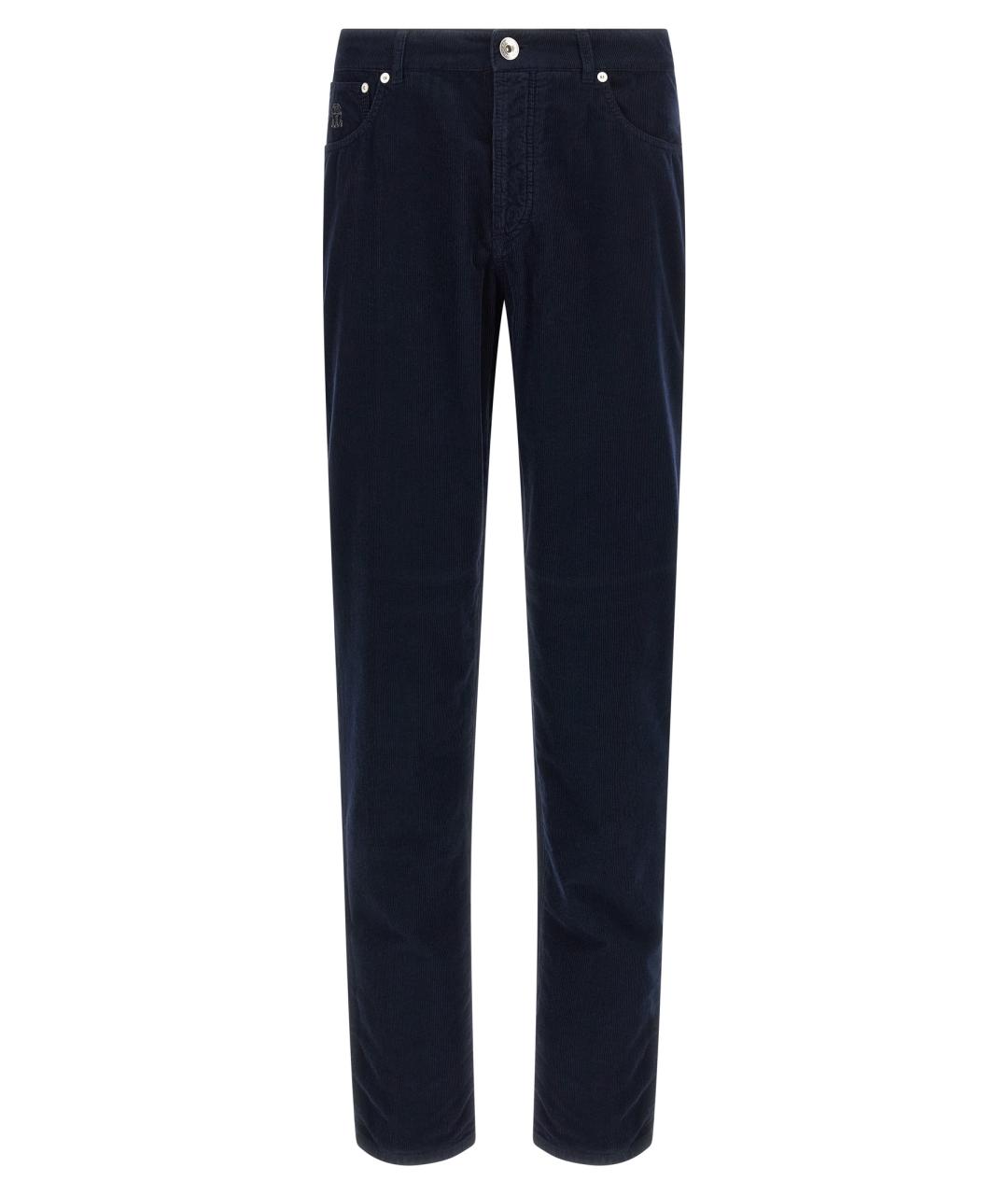 BRUNELLO CUCINELLI Темно-синие хлопковые повседневные брюки, фото 1