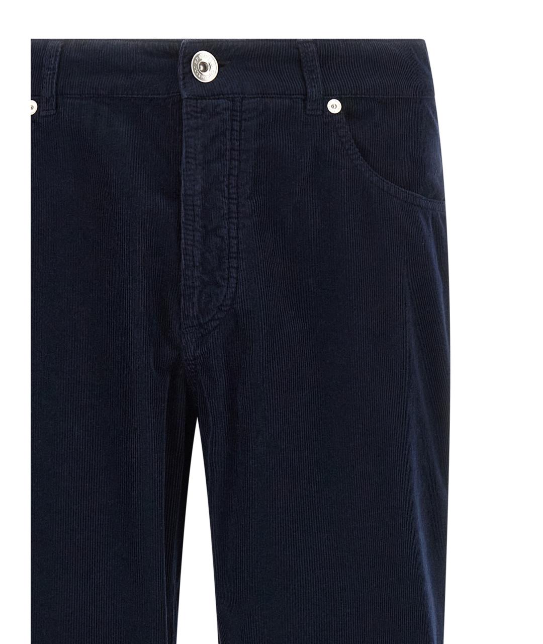 BRUNELLO CUCINELLI Темно-синие хлопковые повседневные брюки, фото 3