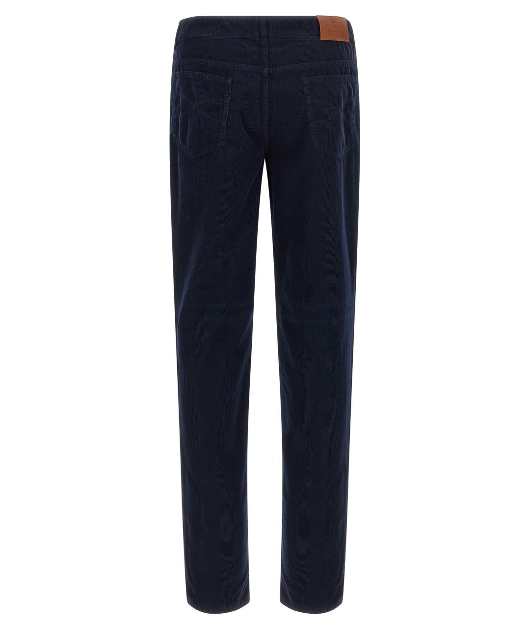 BRUNELLO CUCINELLI Темно-синие хлопковые повседневные брюки, фото 2