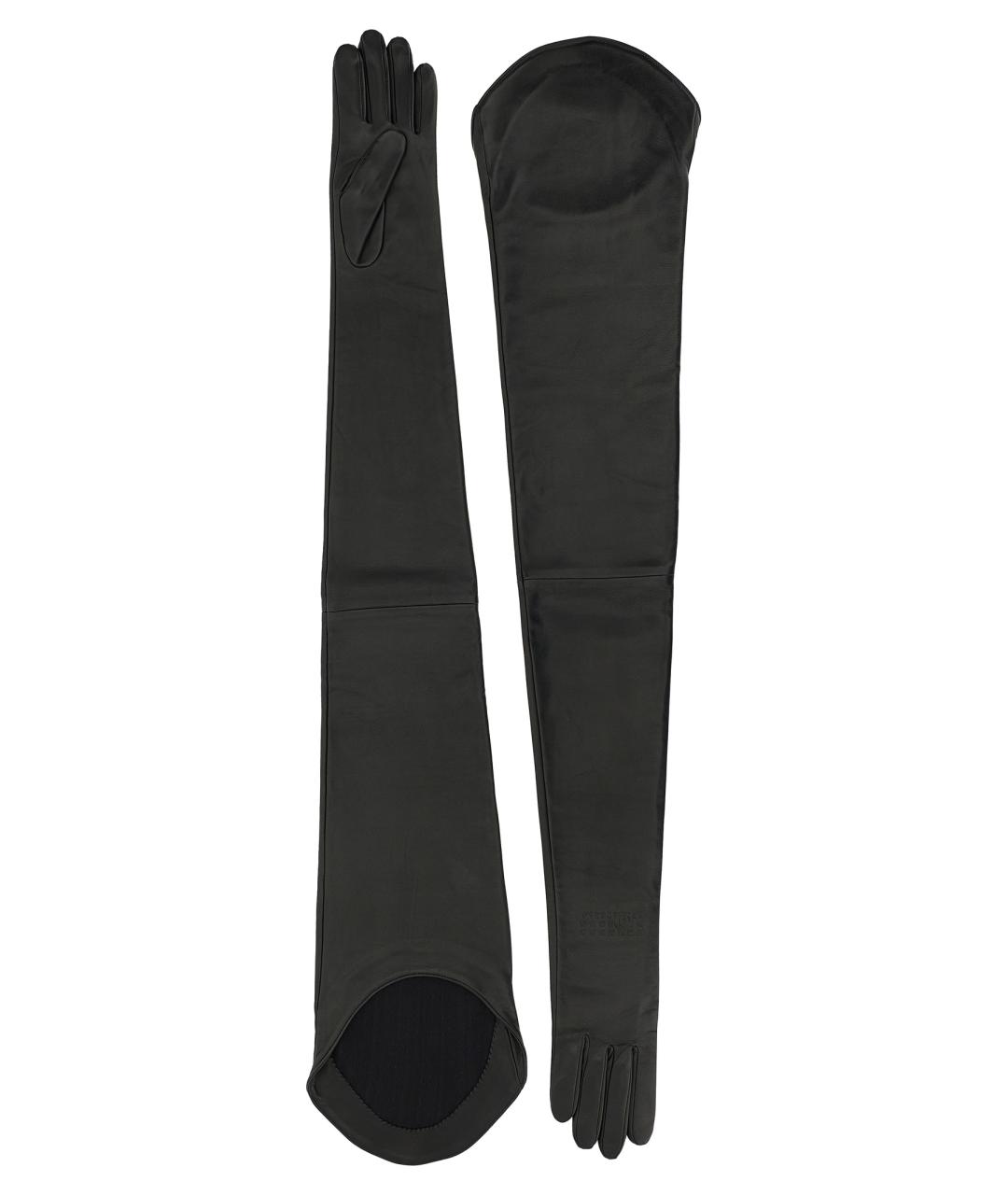 MM6 MAISON MARGIELA Черные кожаные перчатки, фото 2