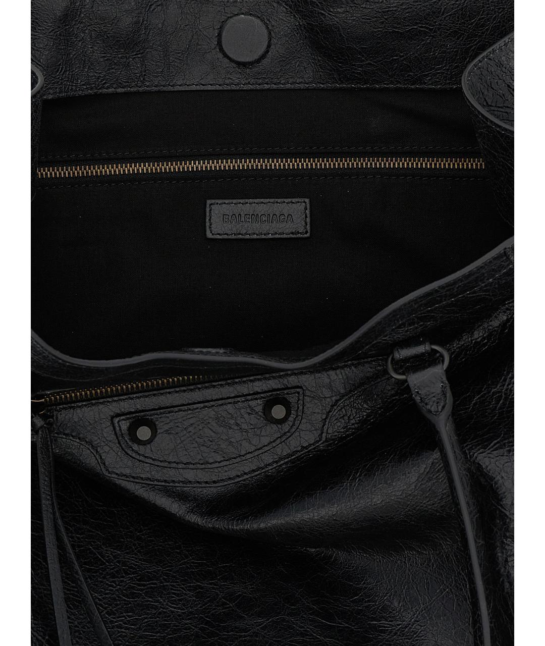 BALENCIAGA Черная кожаная сумка тоут, фото 4