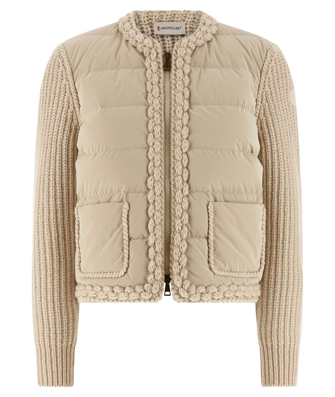 MONCLER Бежевый шерстяной кардиган, фото 1