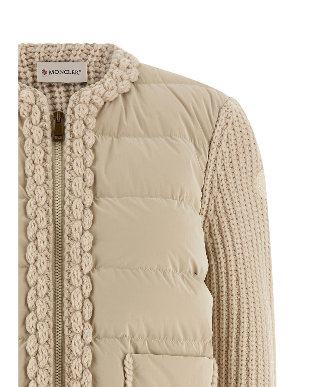 MONCLER Бежевый шерстяной кардиган, фото 3