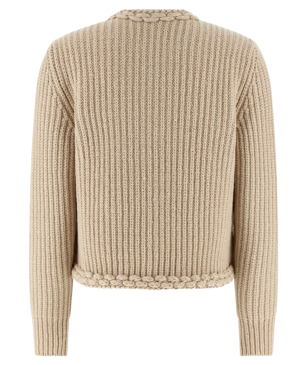 MONCLER Бежевый шерстяной кардиган, фото 2