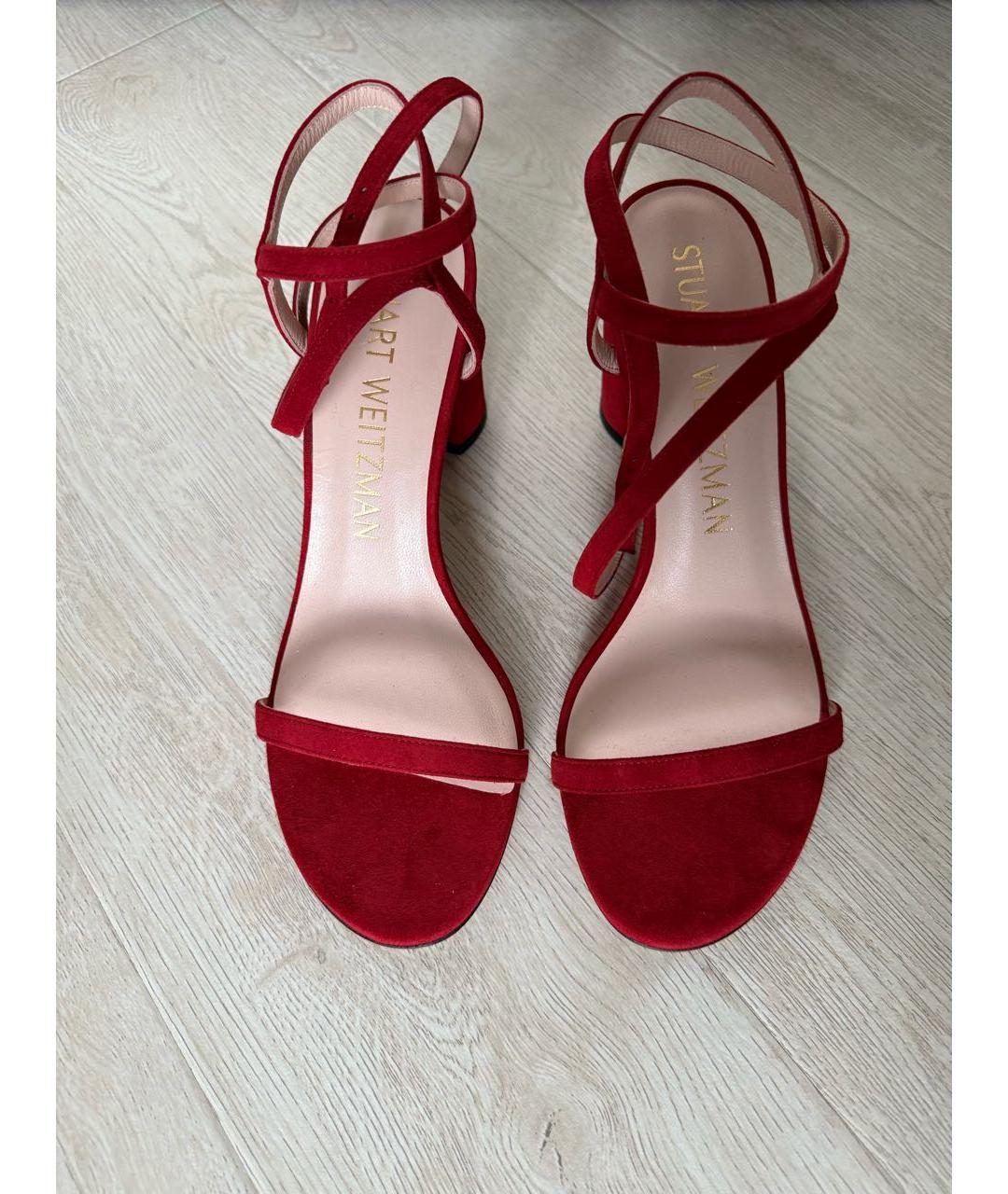 STUART WEITZMAN Красные замшевые босоножки, фото 2