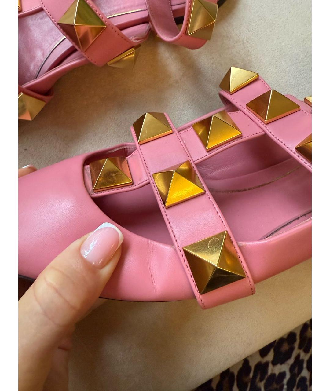 VALENTINO Розовые кожаные сандалии, фото 6