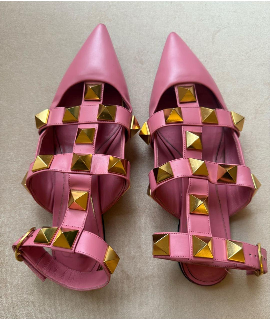 VALENTINO Розовые кожаные сандалии, фото 3