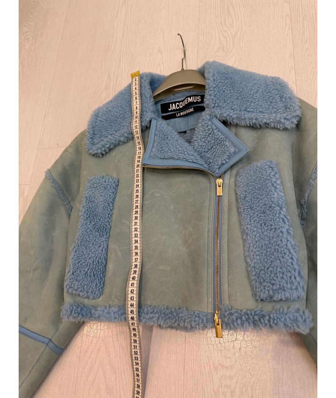 JACQUEMUS Голубая меховая дубленка, фото 3