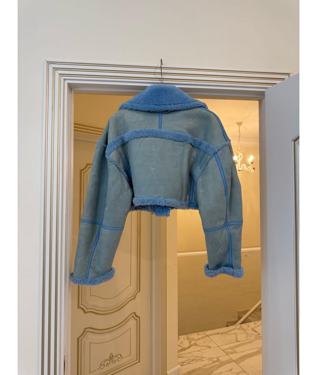JACQUEMUS Голубая меховая дубленка, фото 2