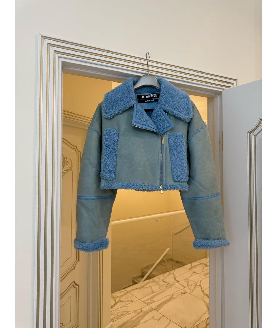JACQUEMUS Голубая меховая дубленка, фото 8