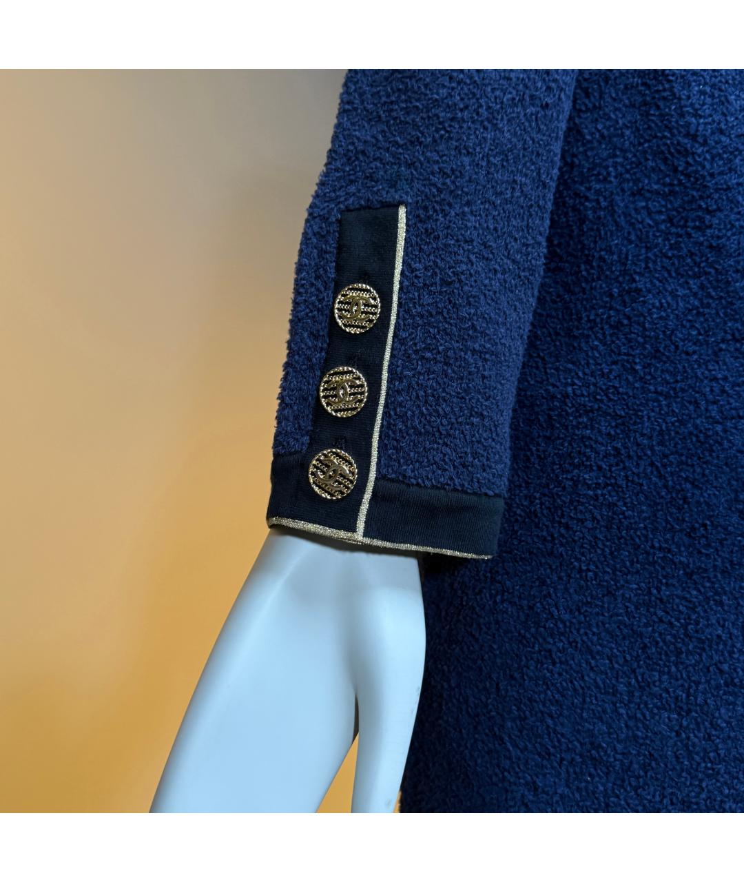 CHANEL Темно-синее хлопковое коктейльное платье, фото 6