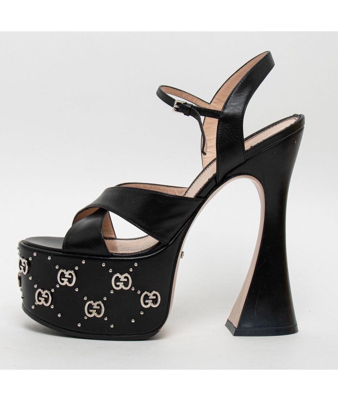 GUCCI Черные кожаные босоножки, фото 5