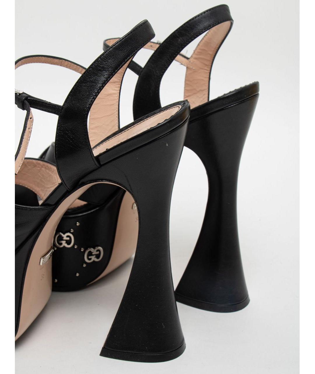 GUCCI Черные кожаные босоножки, фото 3