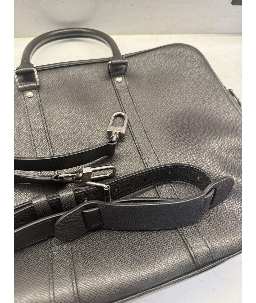 LOUIS VUITTON Черный кожаный портфель, фото 6