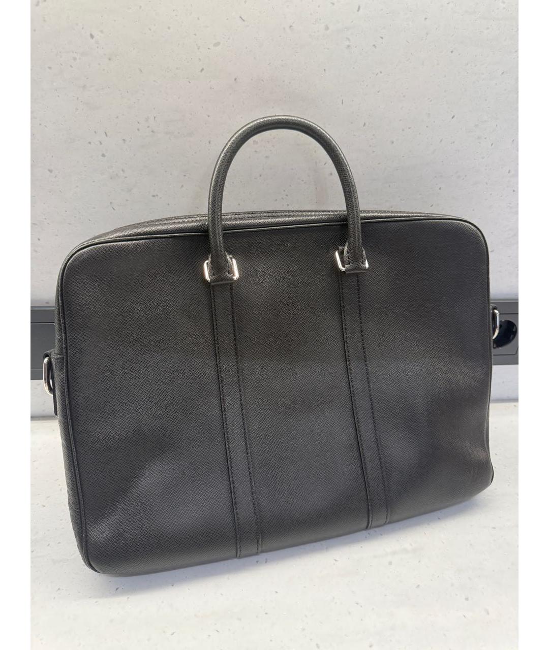 LOUIS VUITTON Черный кожаный портфель, фото 2