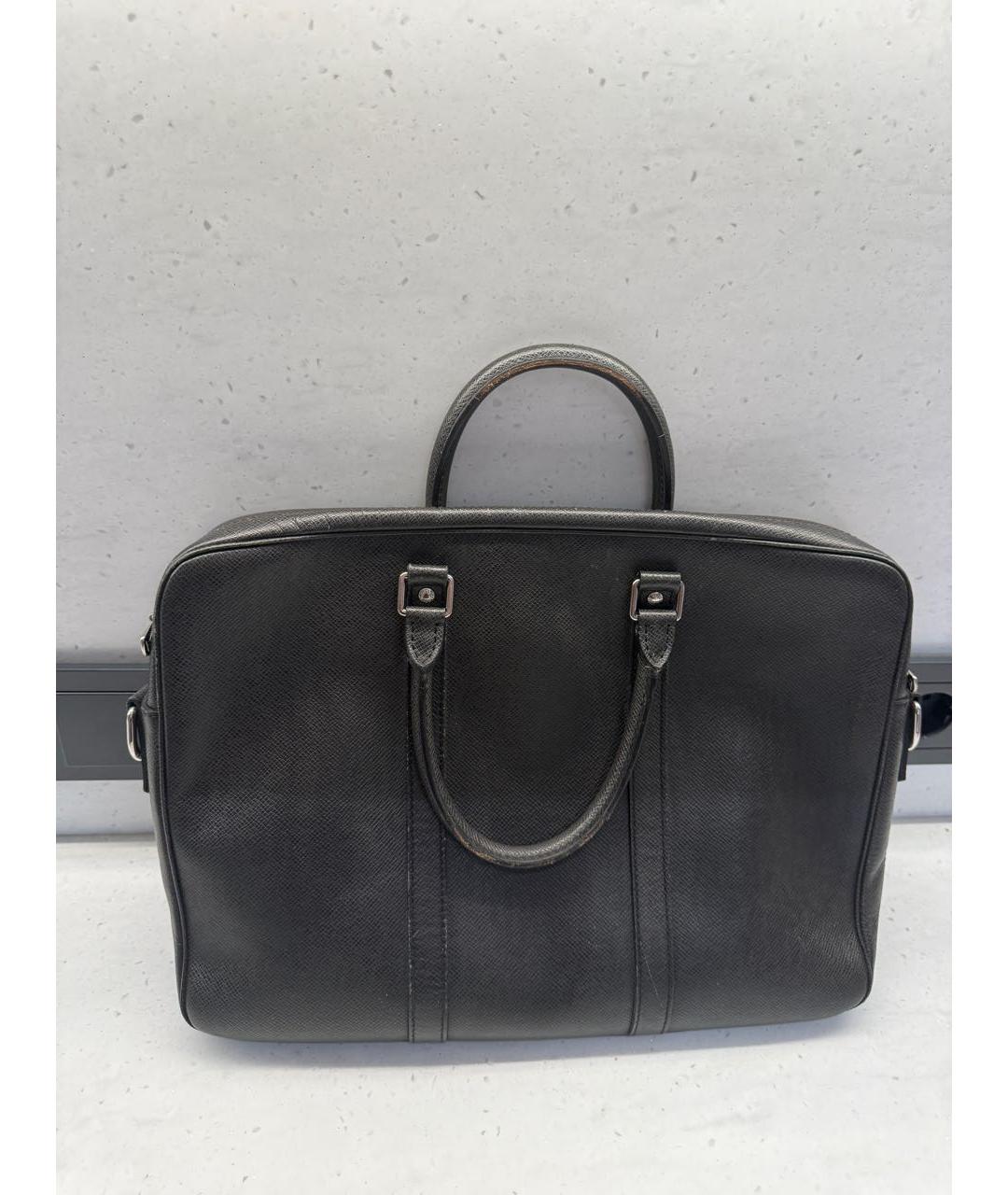 LOUIS VUITTON Черный кожаный портфель, фото 3