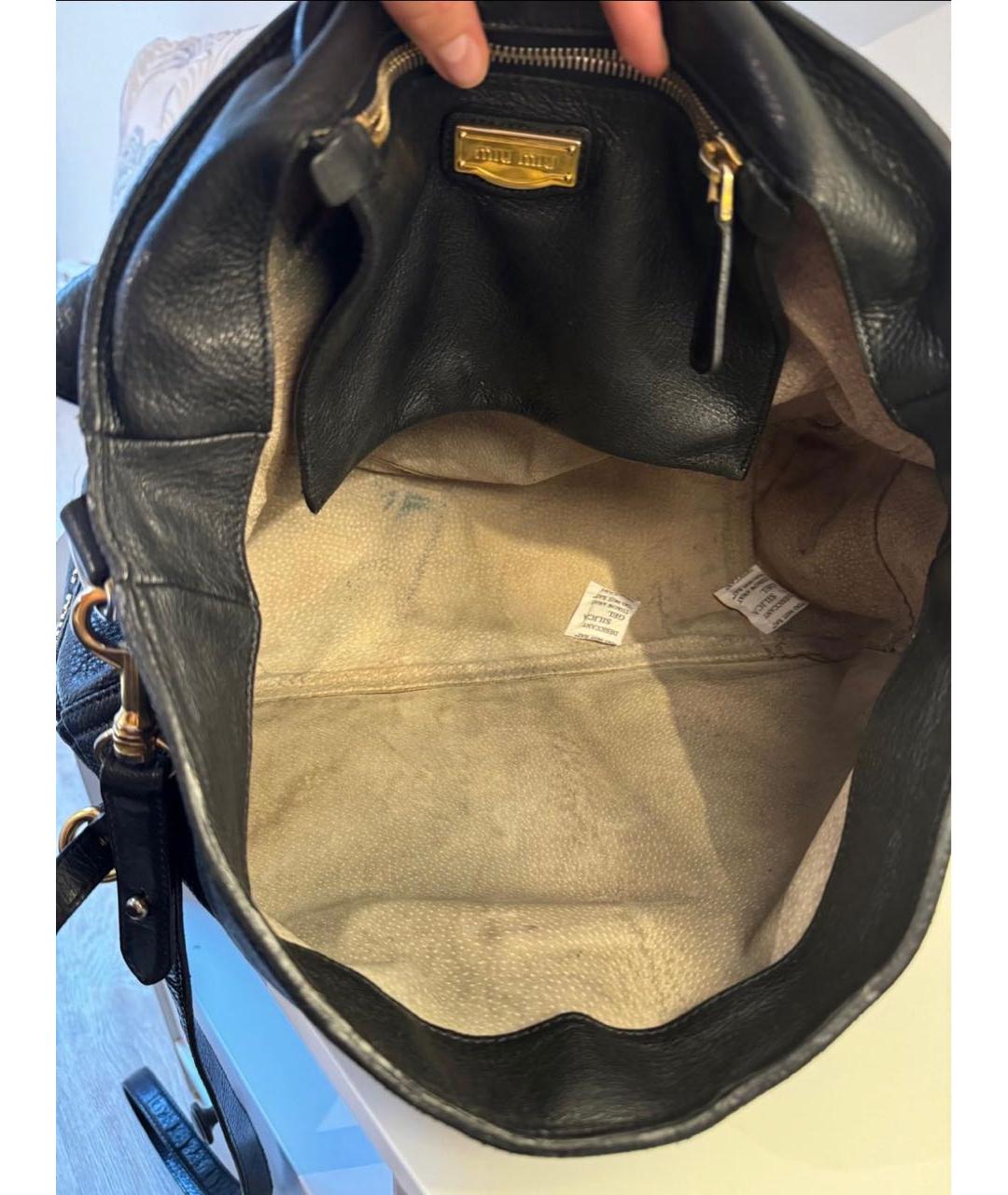 MIU MIU Черная кожаная сумка с короткими ручками, фото 4