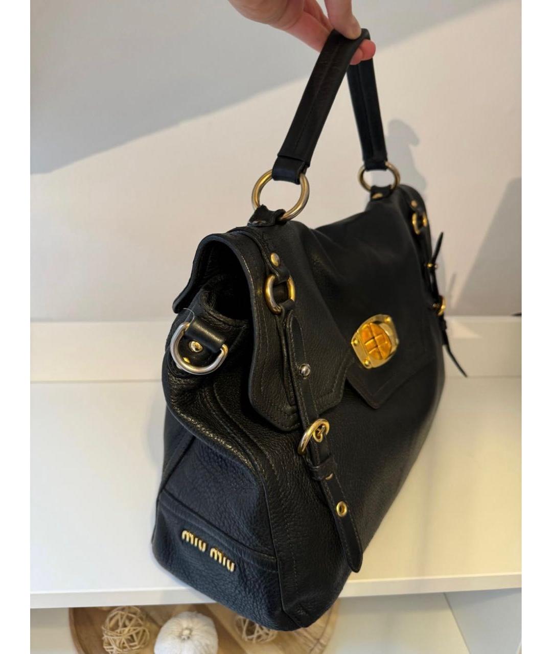 MIU MIU Черная кожаная сумка с короткими ручками, фото 2