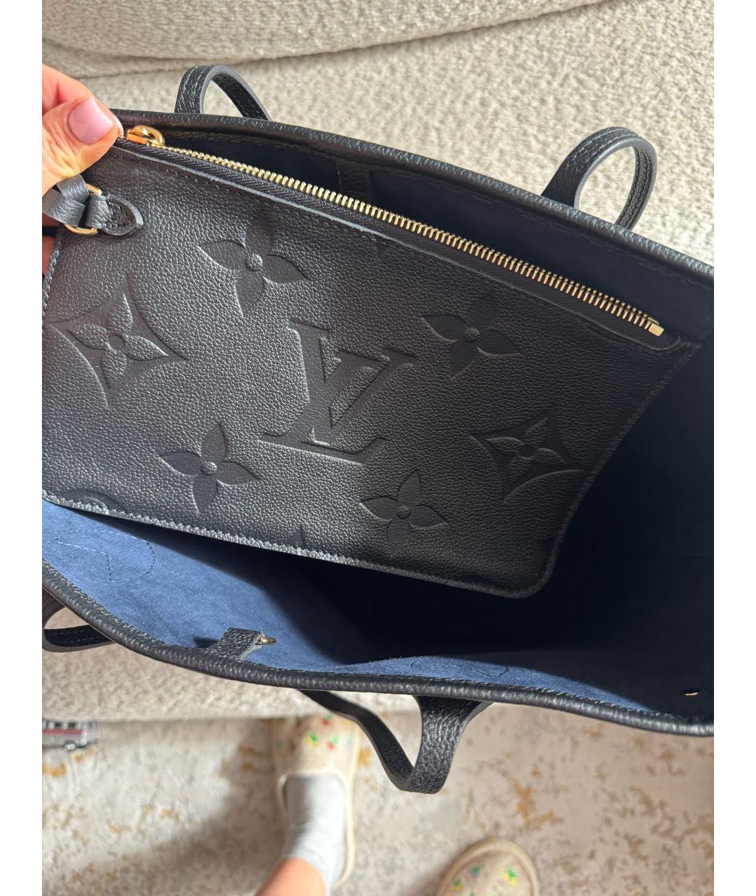 LOUIS VUITTON Черная кожаная сумка тоут, фото 6