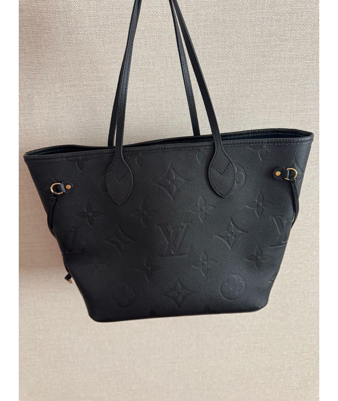 LOUIS VUITTON Черная кожаная сумка тоут, фото 3