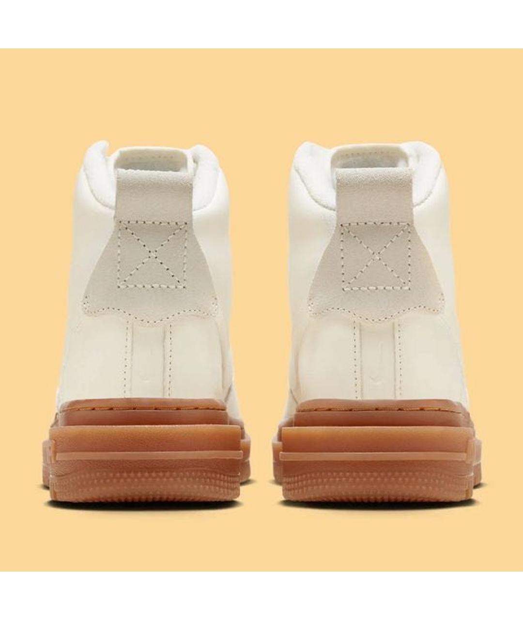 NIKE Бежевые кожаные высокие кроссовки / кеды, фото 4