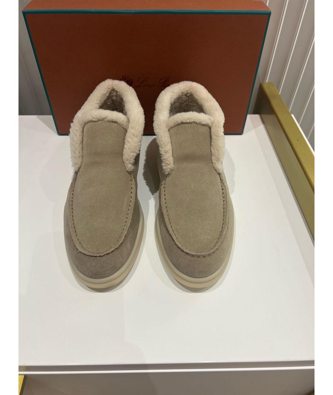 LORO PIANA Бежевые замшевые лоферы, фото 2