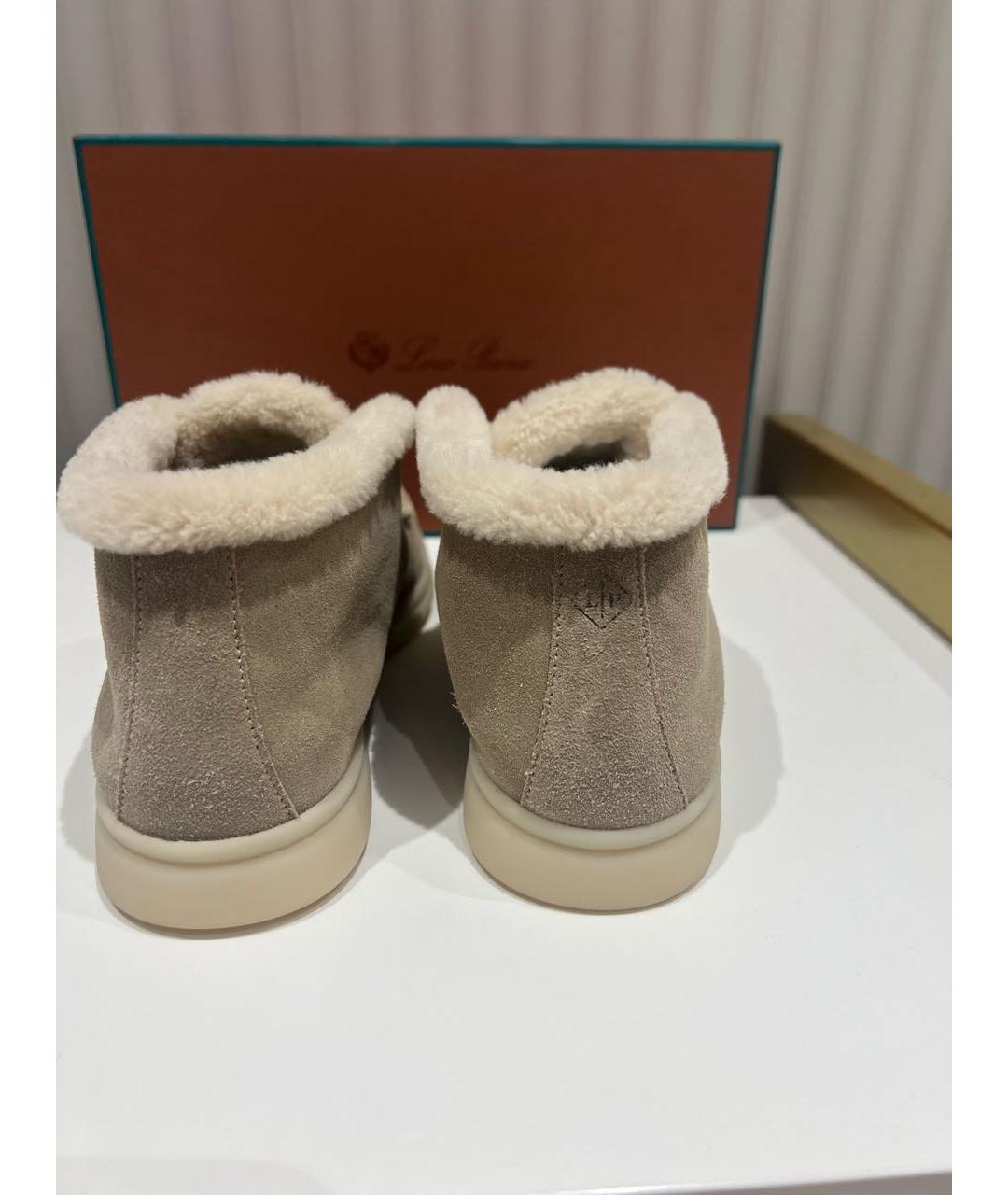 LORO PIANA Бежевые замшевые лоферы, фото 4