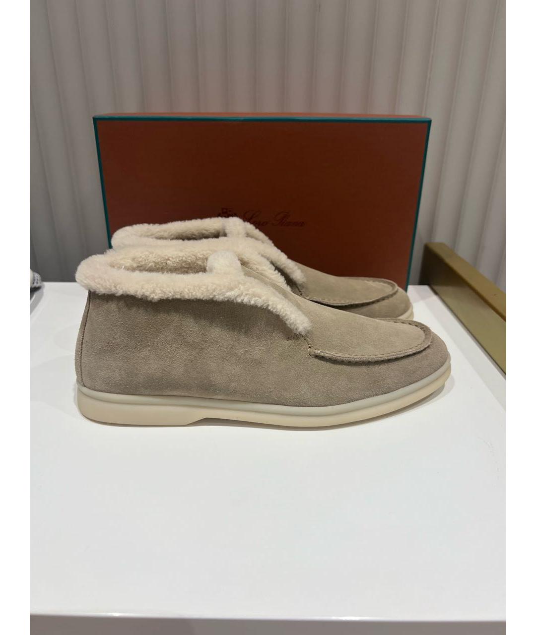 LORO PIANA Бежевые замшевые лоферы, фото 5