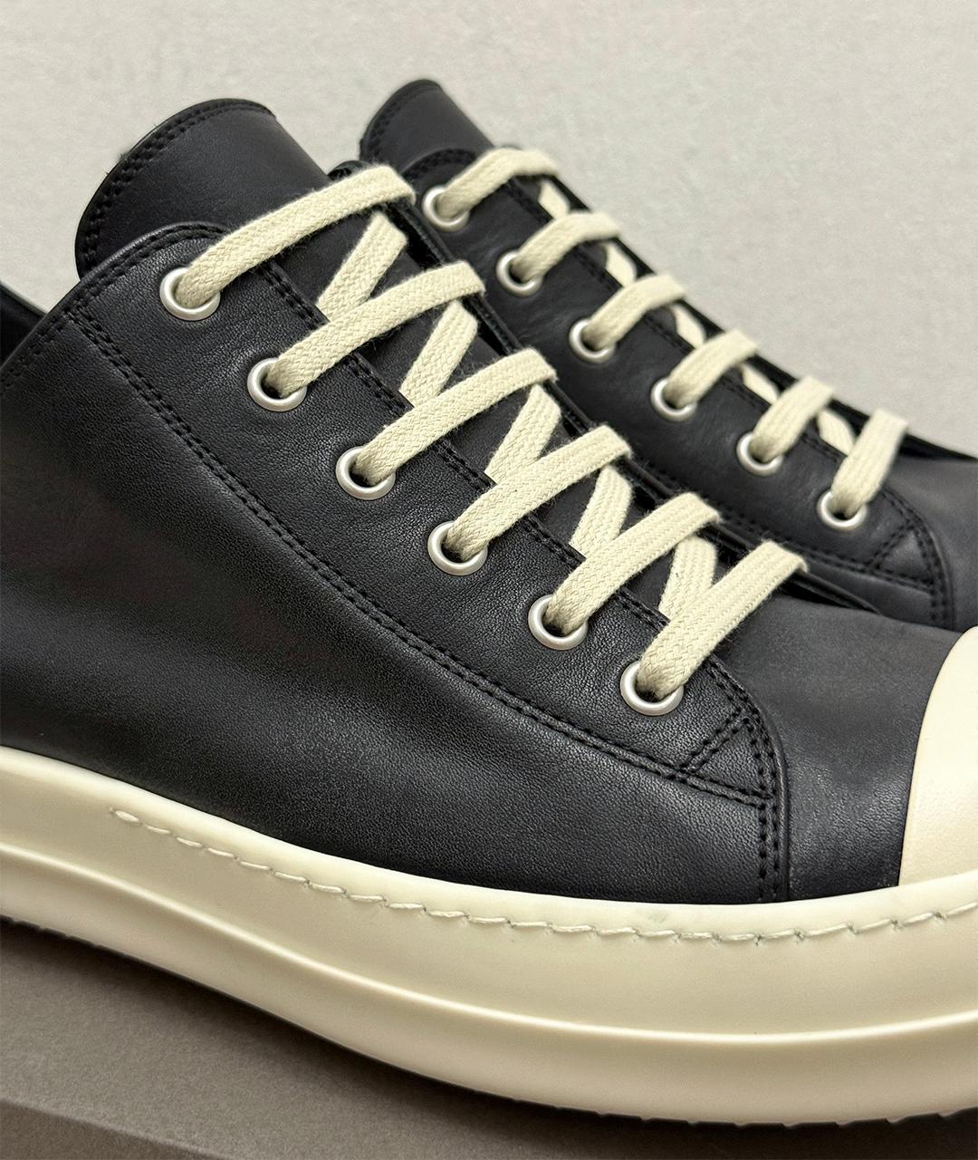 RICK OWENS Черные кожаные кеды, фото 9