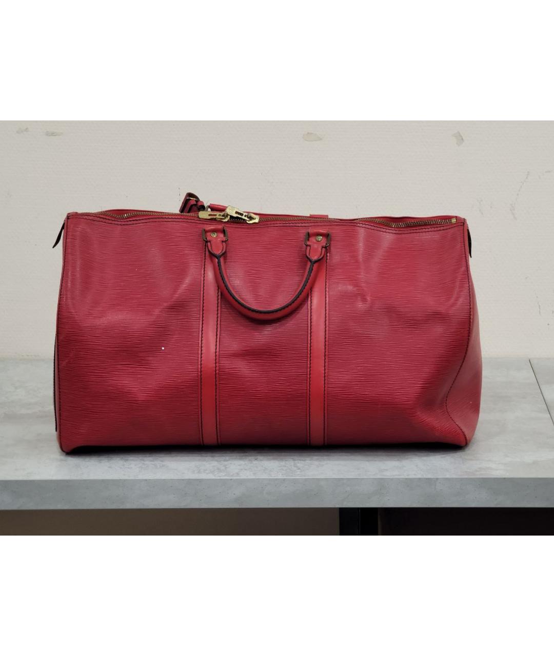 LOUIS VUITTON Красная кожаная дорожная/спортивная сумка, фото 4