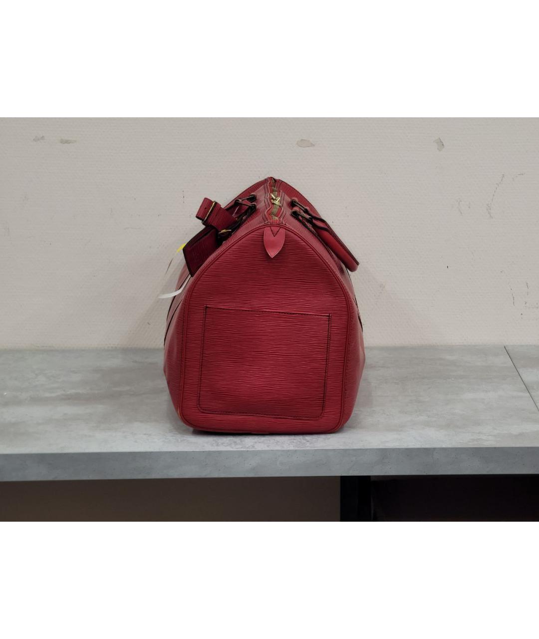 LOUIS VUITTON Красная кожаная дорожная/спортивная сумка, фото 3