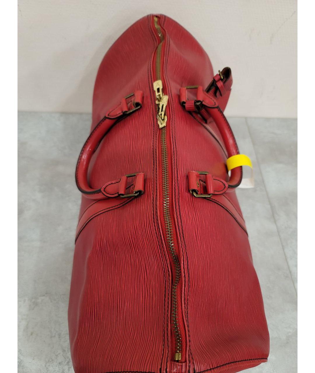 LOUIS VUITTON Красная кожаная дорожная/спортивная сумка, фото 5