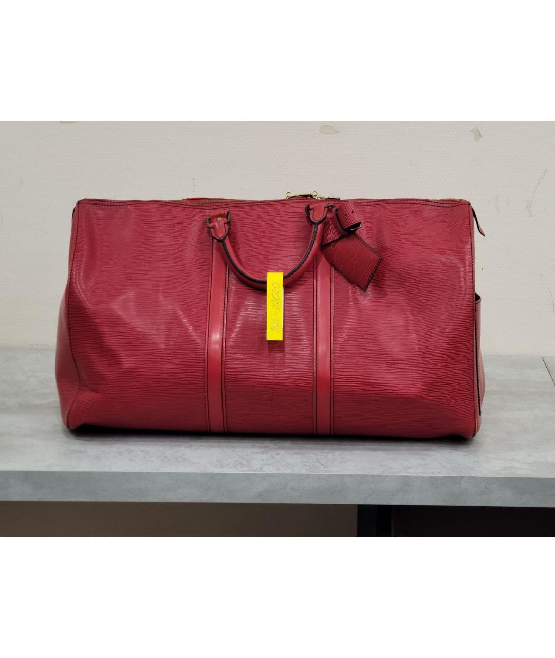 LOUIS VUITTON Красная кожаная дорожная/спортивная сумка, фото 9