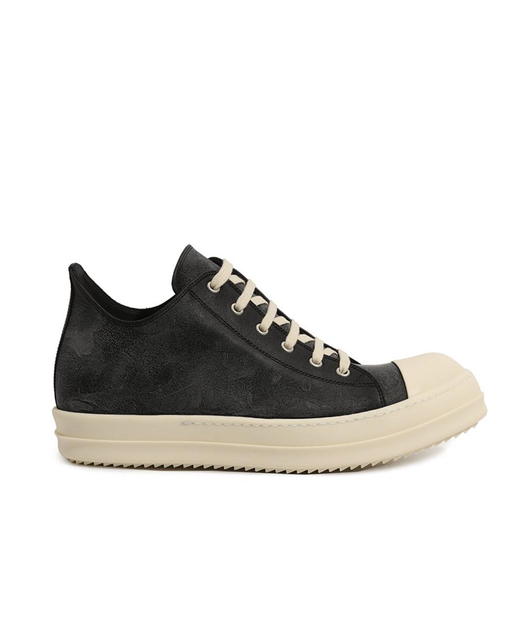 RICK OWENS Черные кожаные низкие кроссовки / кеды, фото 10