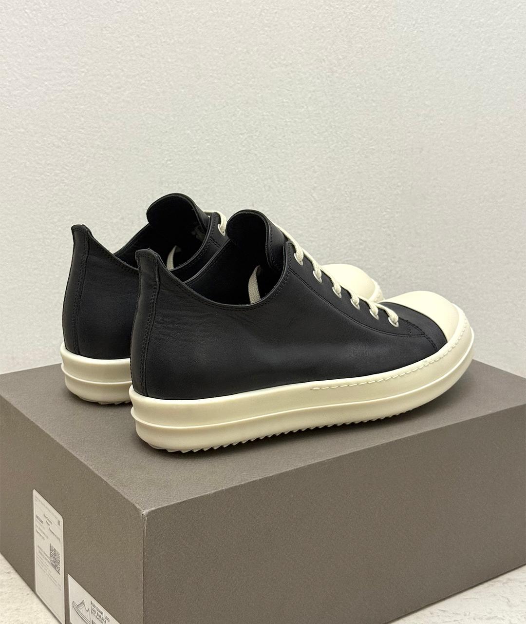 RICK OWENS Черные кожаные низкие кроссовки / кеды, фото 6