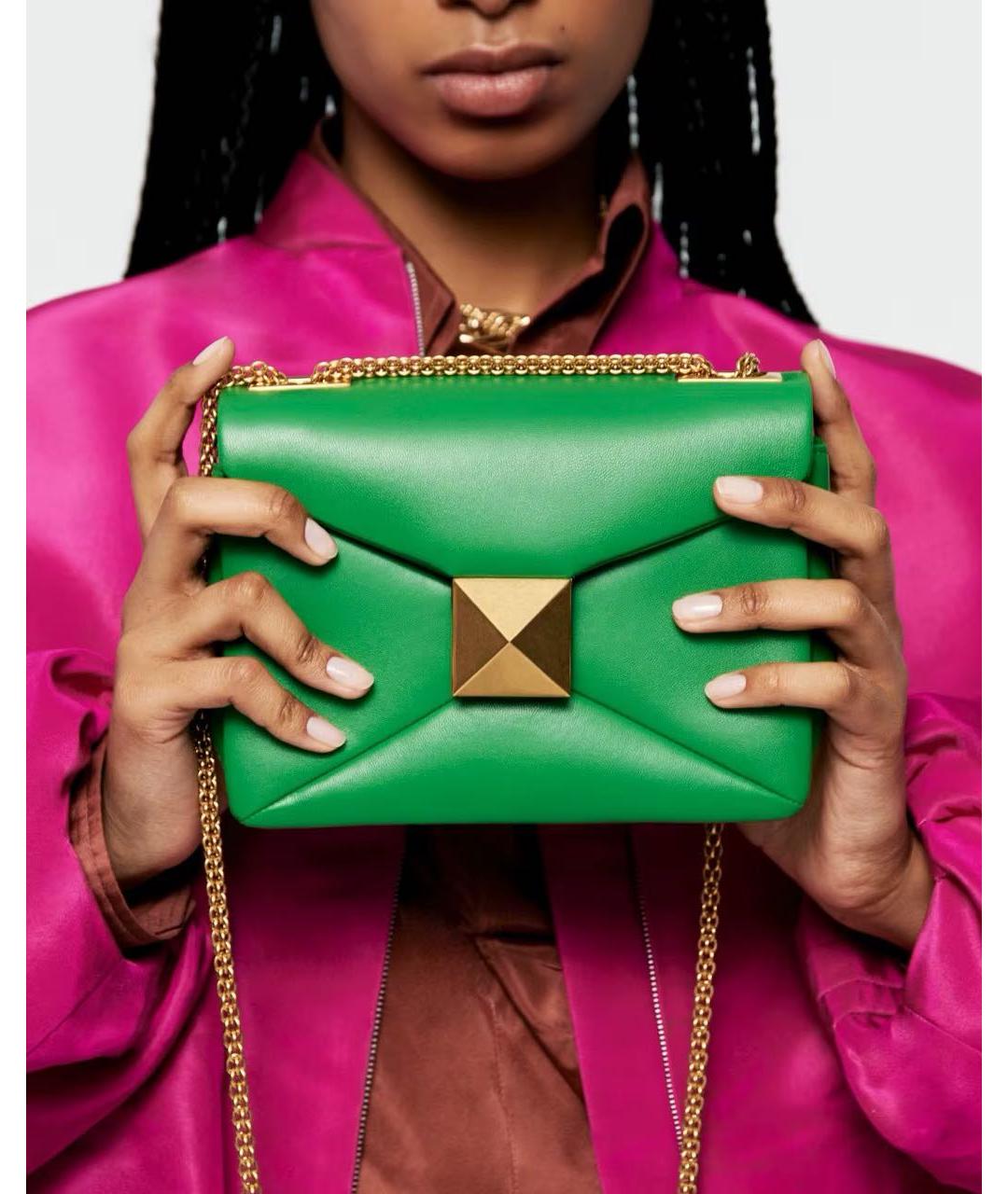 VALENTINO Зеленая кожаная сумка через плечо, фото 2