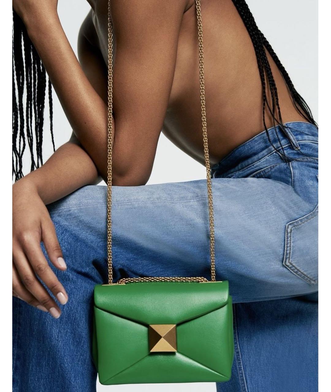 VALENTINO Зеленая кожаная сумка через плечо, фото 3