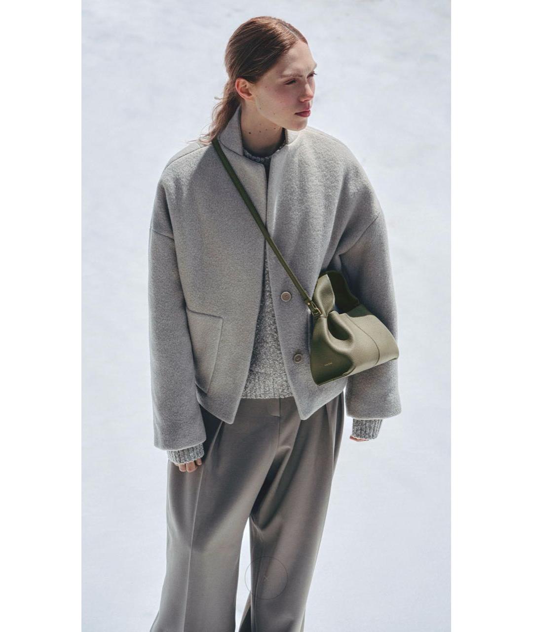 POLENE Хаки кожаная сумка через плечо, фото 2