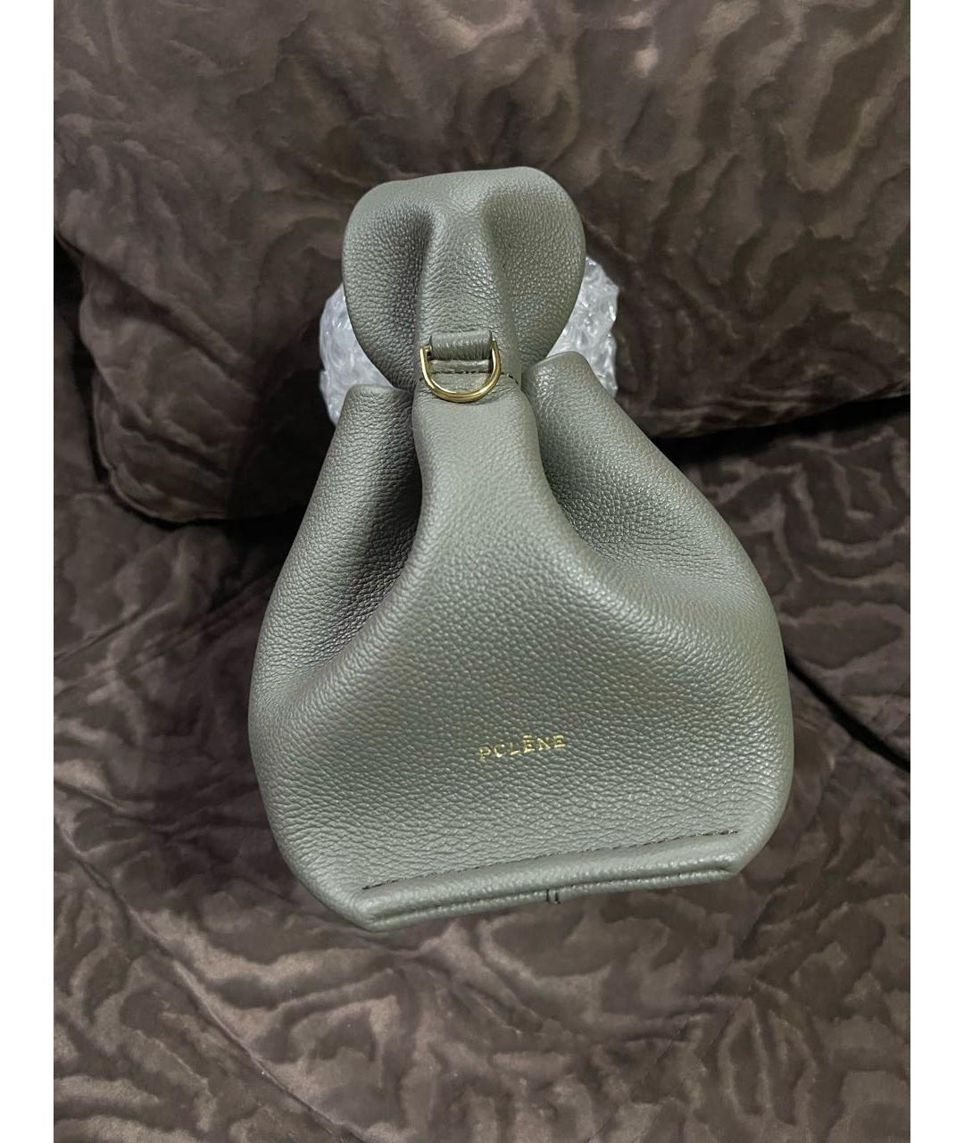 POLENE Хаки кожаная сумка через плечо, фото 3