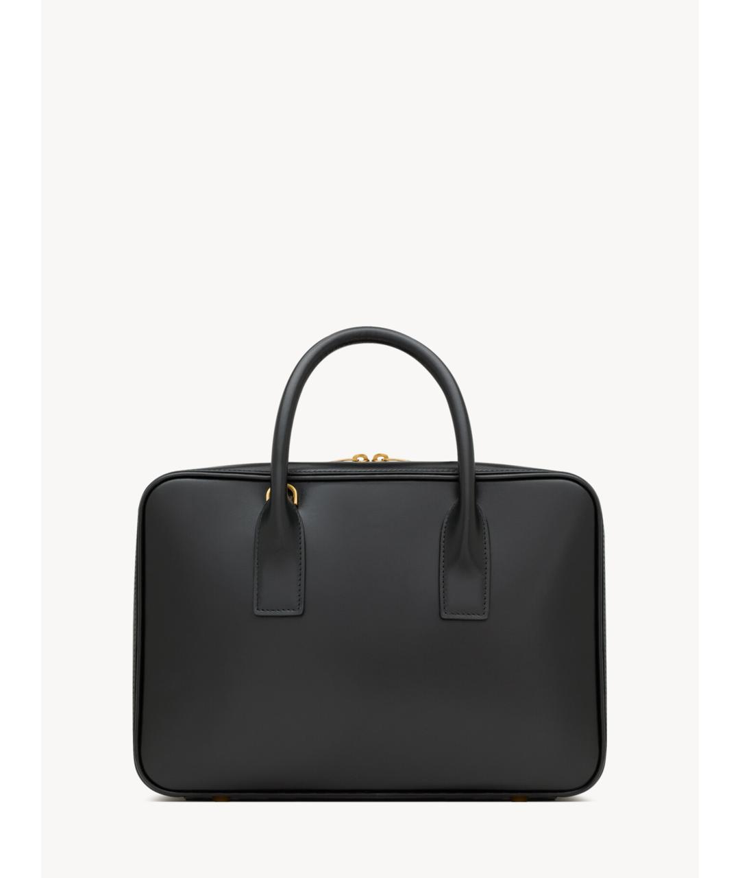 SAINT LAURENT Черная кожаная сумка тоут, фото 2