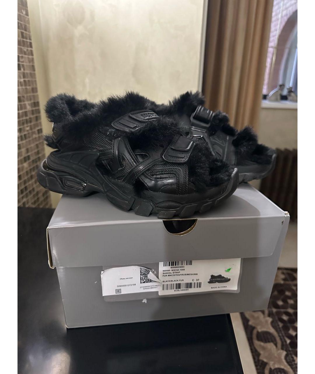 BALENCIAGA Черные кожаные сандалии, фото 7