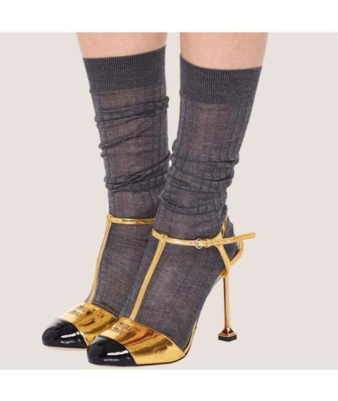 MIU MIU Антрацитовые носки, чулки и колготы, фото 2