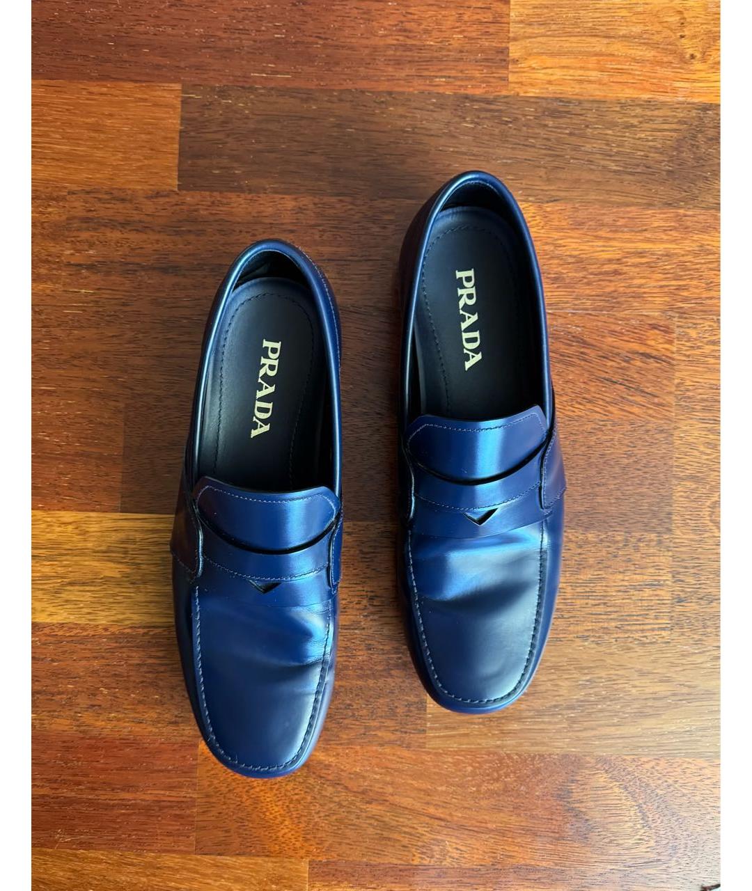 PRADA Темно-синие кожаные лоферы, фото 3