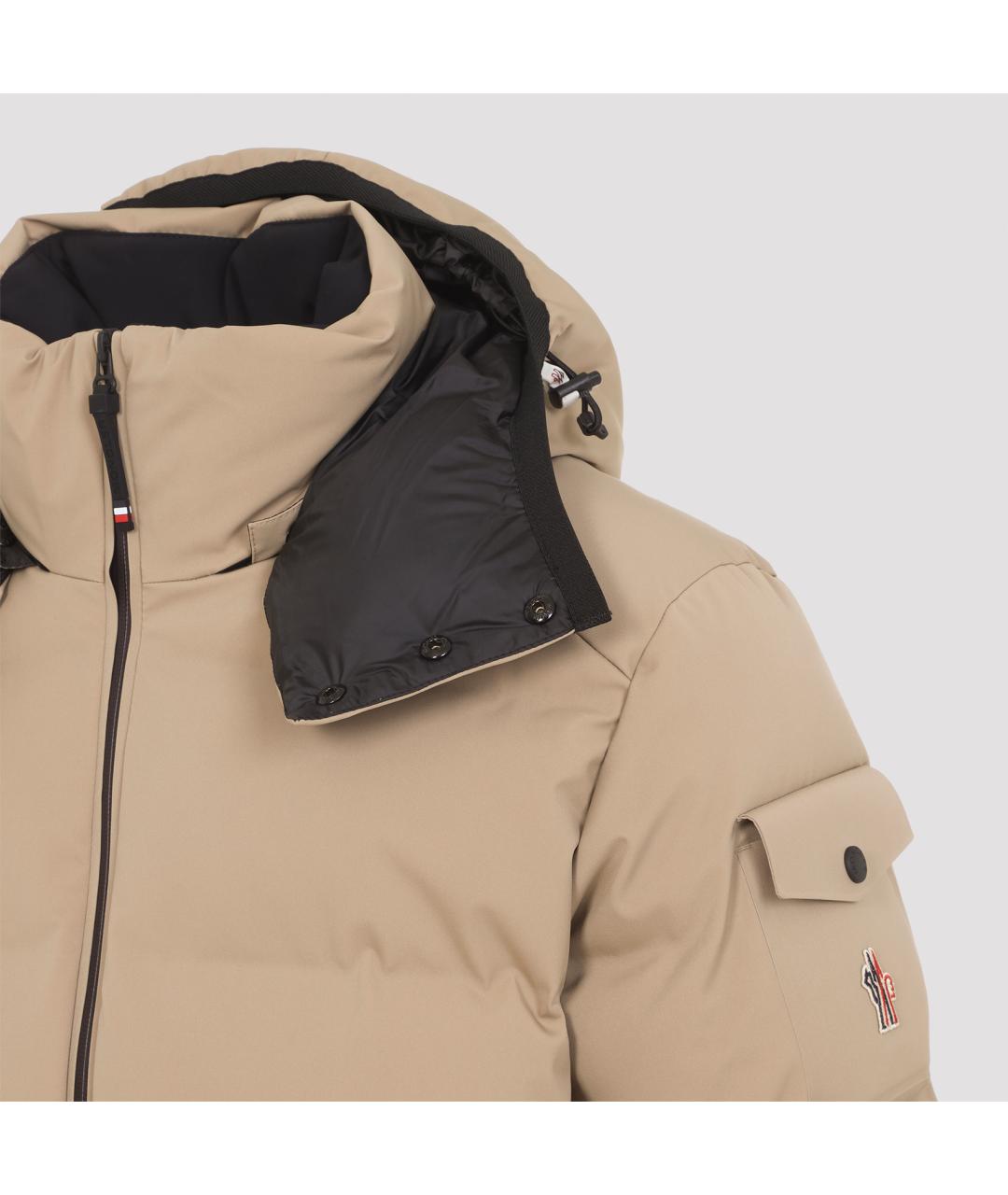 MONCLER GRENOBLE Бежевый полиамидовый пуховик, фото 3