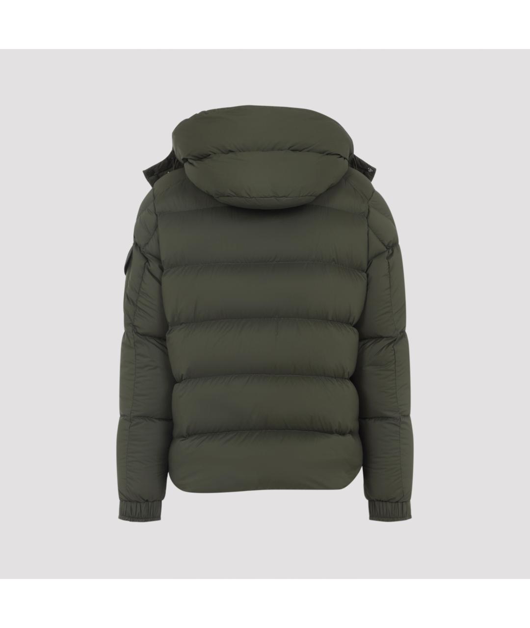 MONCLER Зеленый полиамидовый пуховик, фото 2