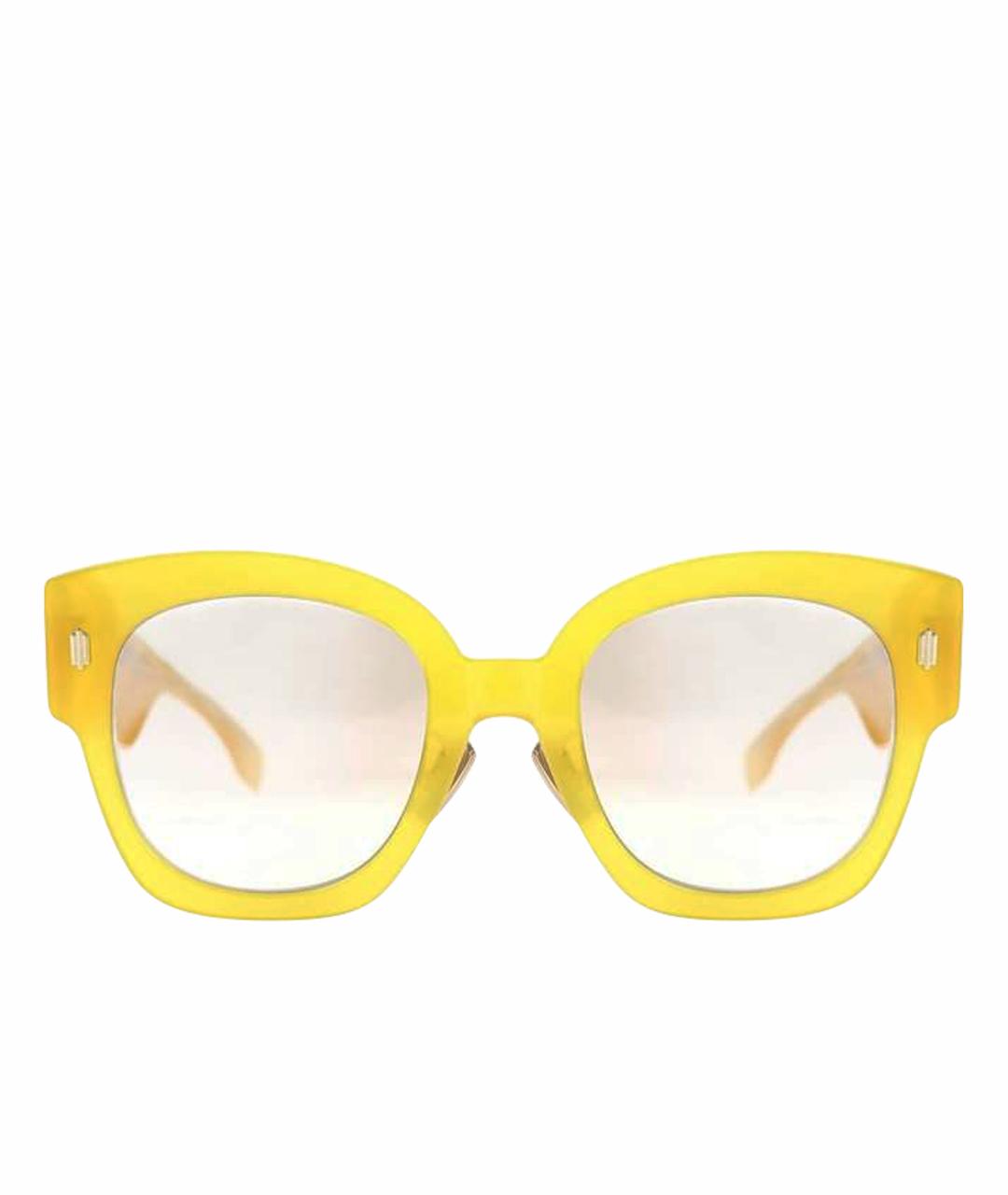 FENDI Горчичные пластиковые солнцезащитные очки, фото 1