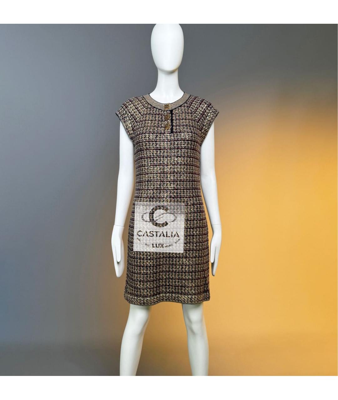 CHANEL Мульти кашемировое коктейльное платье, фото 3