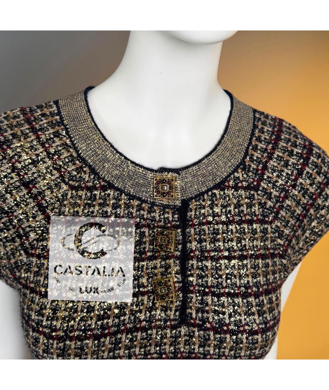 CHANEL Мульти кашемировое коктейльное платье, фото 5